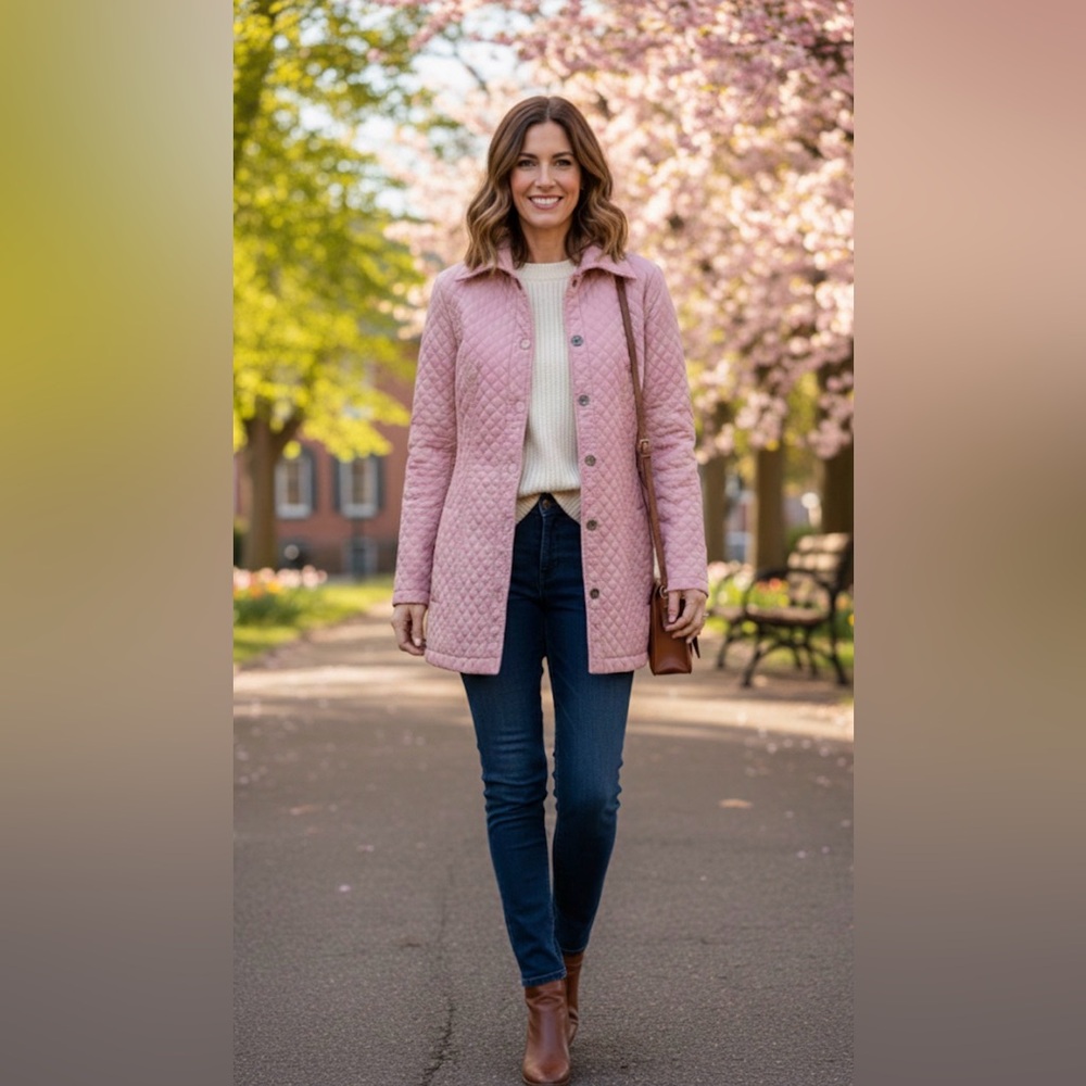 Vintage Style Shyla Quilted Barn Jacket in Dusty Rose - Paisley Lining